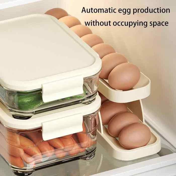 “Gravity-fed egg dispenser on countertop